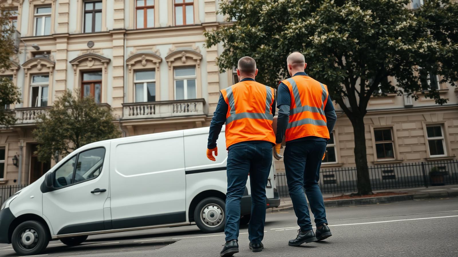 Entrümpelung in Hannover – Renneisen-Team vor einem Altbau mit Stuckfassade